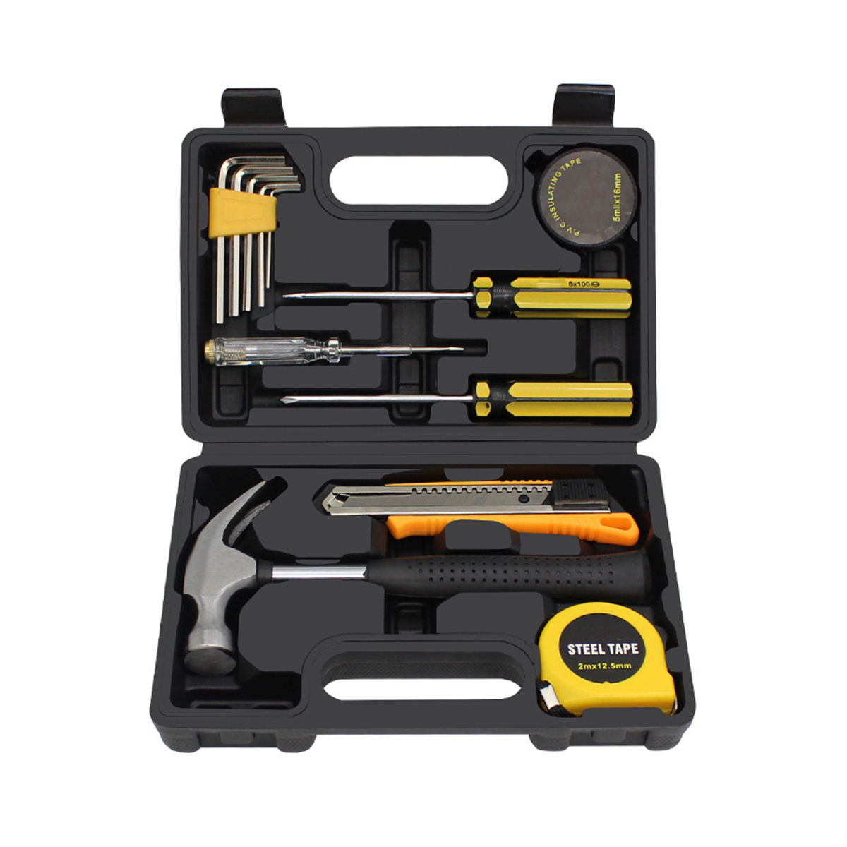 12 pçs pequeno conjunto de ferramentas domésticas kit de ferramentas manuais para uso doméstico com caixa de ferramentas de plástico estojo de armazenamento